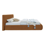 Nico Velvet Upholstered King Bed in Saddle