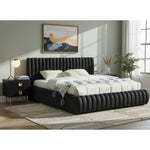 Nico Velvet Upholstered Queen Bed in Black