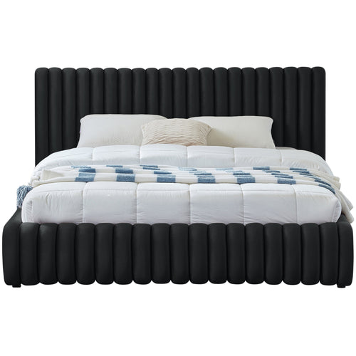 Nico Velvet Upholstered Queen Bed in Black