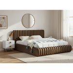 Nico Velvet Upholstered Queen Bed in Brown