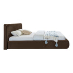 Nico Velvet Upholstered Queen Bed in Brown