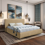 Nico Velvet Upholstered Queen Bed in Camel
