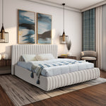 Nico Velvet Upholstered Queen Bed in Cream