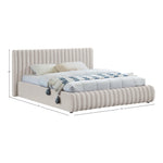 Nico Velvet Upholstered Queen Bed in Cream