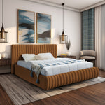 Nico Velvet Upholstered Queen Bed in Saddle