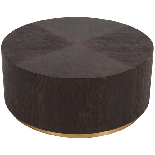 Nile Oak Wood Top And Metal Base Coffee Table in Brown