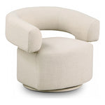 Niya Linen Textured Fabric Upholstered Swivel Accent Chair in Beige