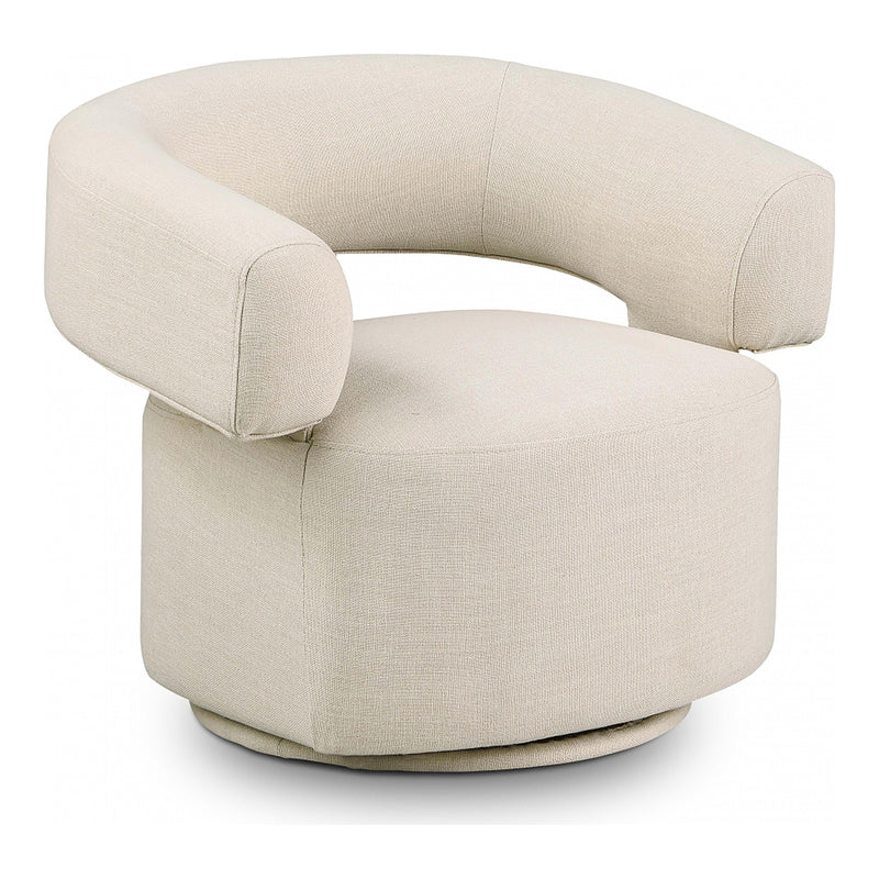 Niya Linen Textured Fabric Upholstered Swivel Accent Chair in Beige