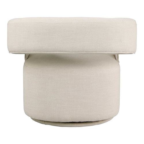 Niya Linen Textured Fabric Upholstered Swivel Accent Chair in Beige
