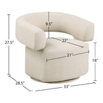 Niya Linen Textured Fabric Upholstered Swivel Accent Chair in Beige