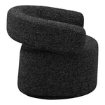 Niya Linen Textured Fabric Upholstered Swivel Accent Chair in Black