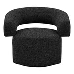 Niya Linen Textured Fabric Upholstered Swivel Accent Chair in Black