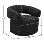 Niya Linen Textured Fabric Upholstered Swivel Accent Chair in Black