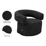Niya Linen Textured Fabric Upholstered Swivel Accent Chair in Black
