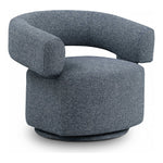 Niya Linen Textured Fabric Upholstered Swivel Accent Chair in Blue