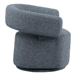 Niya Linen Textured Fabric Upholstered Swivel Accent Chair in Blue