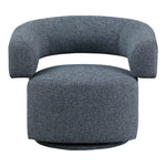Niya Linen Textured Fabric Upholstered Swivel Accent Chair in Blue