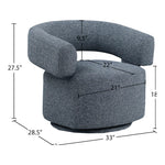 Niya Linen Textured Fabric Upholstered Swivel Accent Chair in Blue
