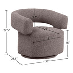 Niya Linen Textured Fabric Upholstered Swivel Accent Chair in Brown