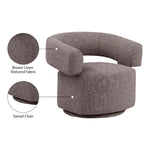Niya Linen Textured Fabric Upholstered Swivel Accent Chair in Brown