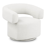 Niya Linen Textured Fabric Upholstered Swivel Accent Chair in Cream