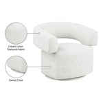 Niya Linen Textured Fabric Upholstered Swivel Accent Chair in Cream