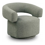 Niya Linen Textured Fabric Upholstered Swivel Accent Chair in Green