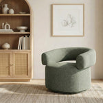 Niya Linen Textured Fabric Upholstered Swivel Accent Chair in Green
