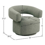 Niya Linen Textured Fabric Upholstered Swivel Accent Chair in Green