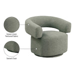 Niya Linen Textured Fabric Upholstered Swivel Accent Chair in Green