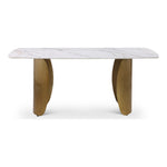 Niya 71" Sintered Stone Top And Steel Base Dining Table in White