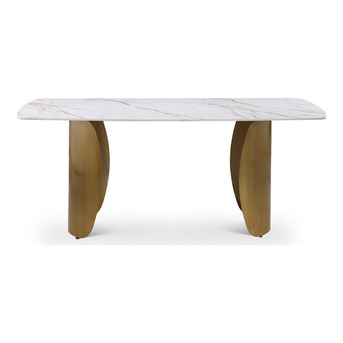 Niya 71" Sintered Stone Top And Steel Base Dining Table in White
