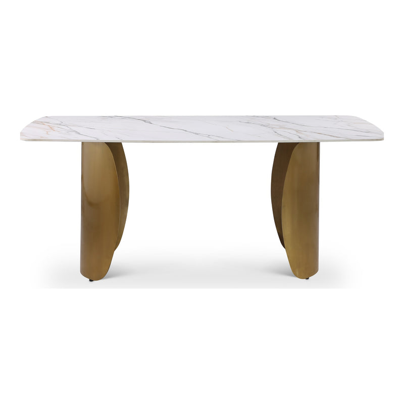Niya 71" Sintered Stone Top And Steel Base Dining Table in White