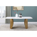 Niya 71" Sintered Stone Top And Steel Base Dining Table in White