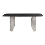 Niya 71" Sintered Stone Top And Steel Base Dining Table in Black