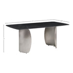 Niya 71" Sintered Stone Top And Steel Base Dining Table in Black
