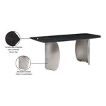 Niya 71" Sintered Stone Top And Steel Base Dining Table in Black
