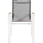 Nizuc Mesh Water Resistant Fabric Outdoor Patio Dining Arm Chair in Grey