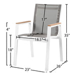 Nizuc Mesh Water Resistant Fabric Outdoor Patio Dining Arm Chair in Grey