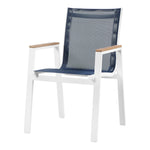 Nizuc Mesh Water Resistant Fabric Outdoor Patio Dining Arm Chair in Navy