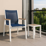 Nizuc Mesh Water Resistant Fabric Outdoor Patio Dining Arm Chair in Navy