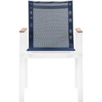 Nizuc Mesh Water Resistant Fabric Outdoor Patio Dining Arm Chair in Navy