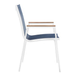 Nizuc Mesh Water Resistant Fabric Outdoor Patio Dining Arm Chair in Navy