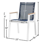 Nizuc Mesh Water Resistant Fabric Outdoor Patio Dining Arm Chair in Navy