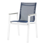 Nizuc Mesh Water Resistant Fabric Outdoor Patio Dining Arm Chair in Navy
