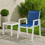 Nizuc Mesh Water Resistant Fabric Outdoor Patio Dining Arm Chair in Navy