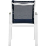 Nizuc Mesh Water Resistant Fabric Outdoor Patio Dining Arm Chair in Navy
