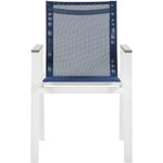 Nizuc Mesh Water Resistant Fabric Outdoor Patio Dining Arm Chair in Navy