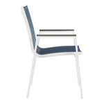 Nizuc Mesh Water Resistant Fabric Outdoor Patio Dining Arm Chair in Navy