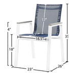 Nizuc Mesh Water Resistant Fabric Outdoor Patio Dining Arm Chair in Navy